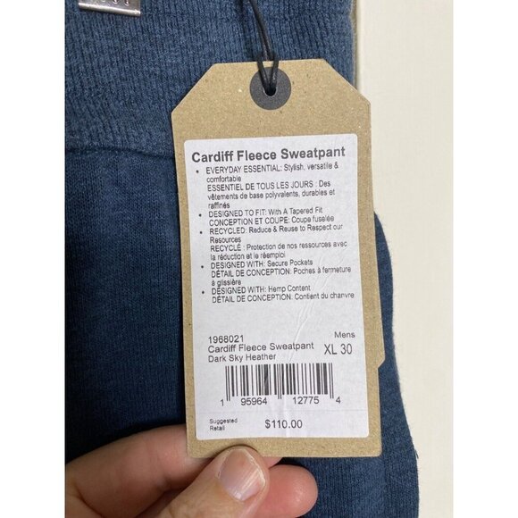 PrAna Cardiff Fleece Sweatpant Dark Sky Heather XL Soft Lining Blue Hemp - Picture 4 of 7